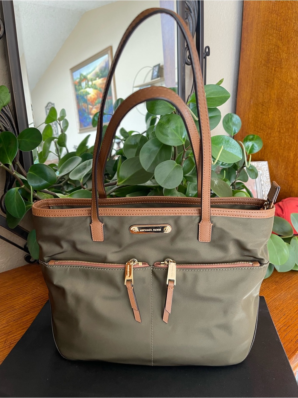 Michael Kors Nylon Tote in Olive